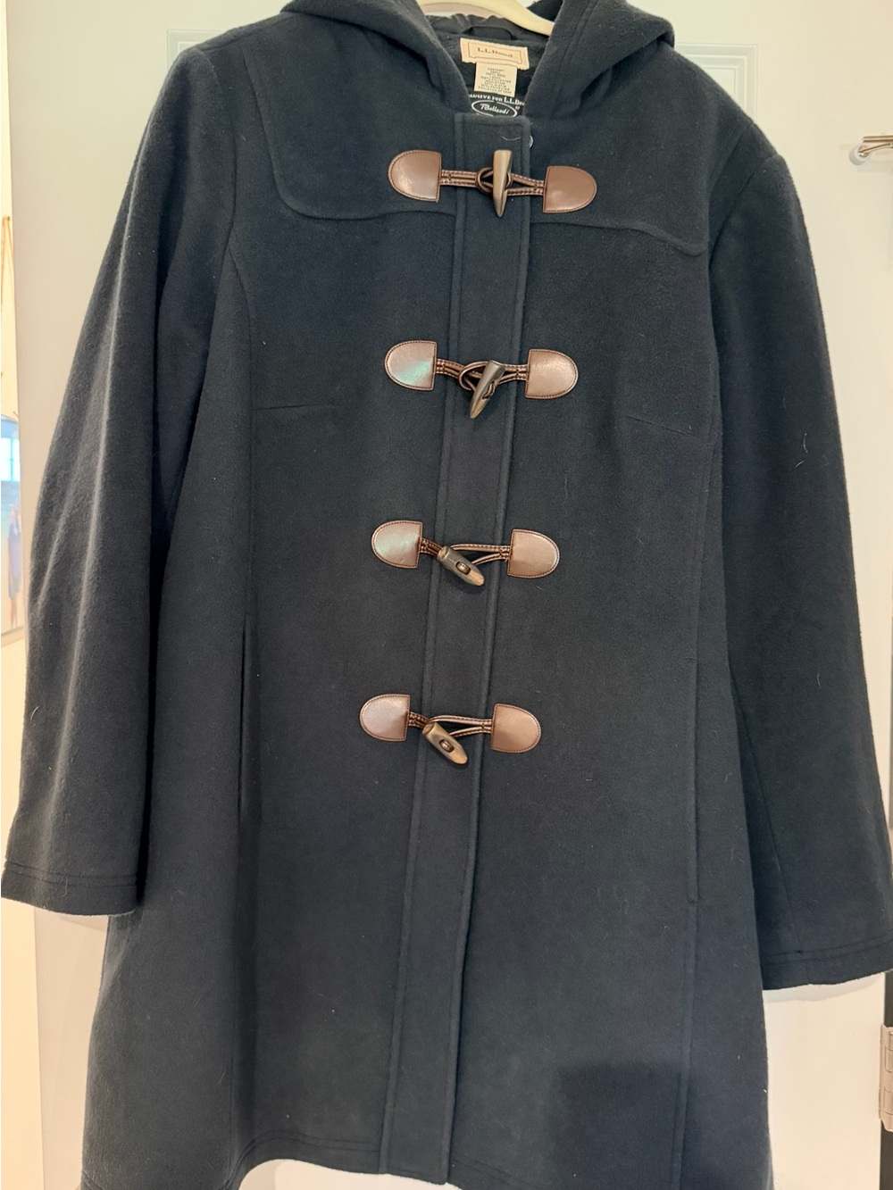 L.L.Bean Women’s 2X Navy Blue Wool Duffle Coat Hooded Toggle Jacket